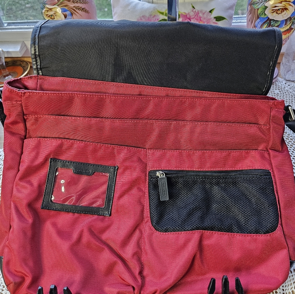 Mens/Women's Coach Messenger Bag, BURNT RED COLOR NYLON, Not Bright Red - Picture 14 of 16
